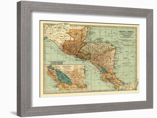 Central America - Panoramic Map-Lantern Press-Framed Art Print