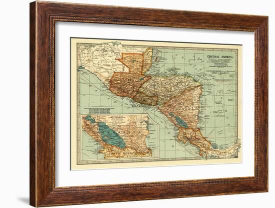 Central America - Panoramic Map-Lantern Press-Framed Art Print