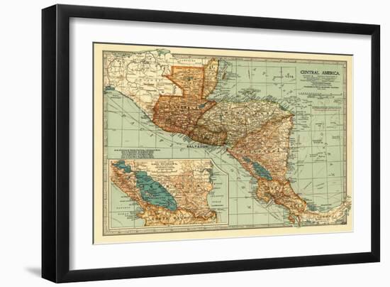 Central America - Panoramic Map-Lantern Press-Framed Art Print