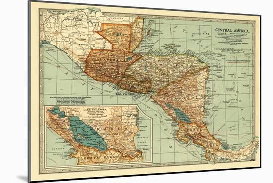 Central America - Panoramic Map-Lantern Press-Mounted Art Print