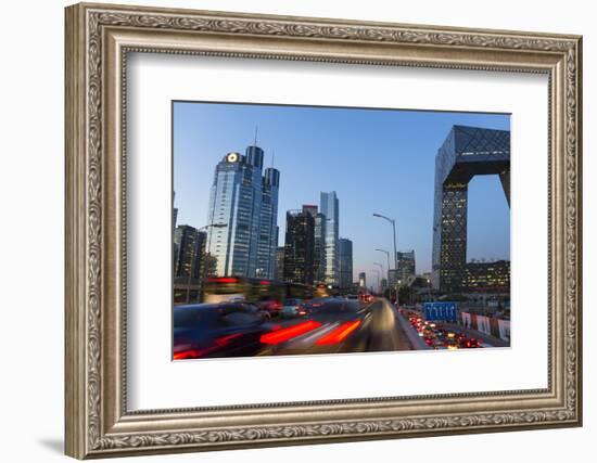 Central Business District and Cctv Building at Dusk, Beijing, China-Peter Adams-Framed Photographic Print