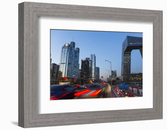 Central Business District and Cctv Building at Dusk, Beijing, China-Peter Adams-Framed Photographic Print