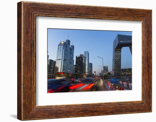 Central Business District and Cctv Building at Dusk, Beijing, China-Peter Adams-Framed Photographic Print