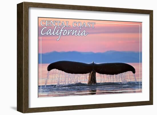 Central Coast California - Humpback Fluke and Sunset-Lantern Press-Framed Art Print