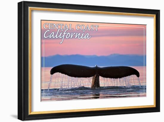 Central Coast California - Humpback Fluke and Sunset-Lantern Press-Framed Art Print