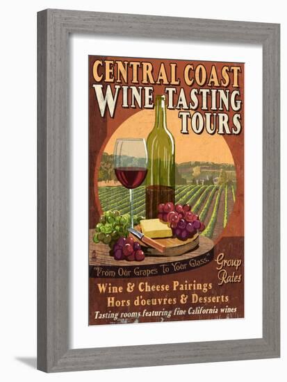 Central Coast, California - Wine Tasting-Lantern Press-Framed Premium Giclee Print