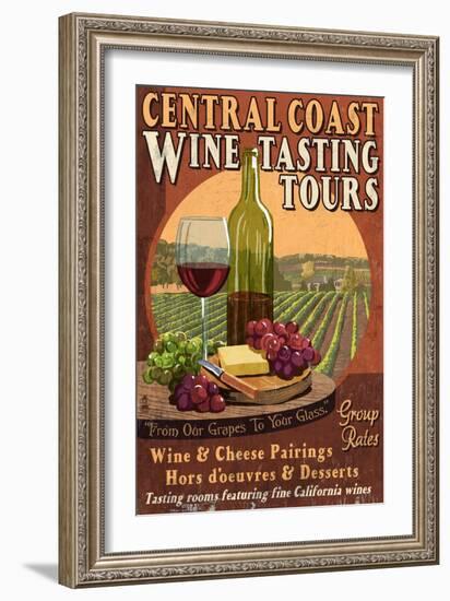 Central Coast, California - Wine Tasting-Lantern Press-Framed Art Print