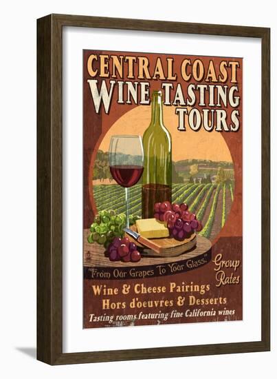 Central Coast, California - Wine Tasting-Lantern Press-Framed Art Print