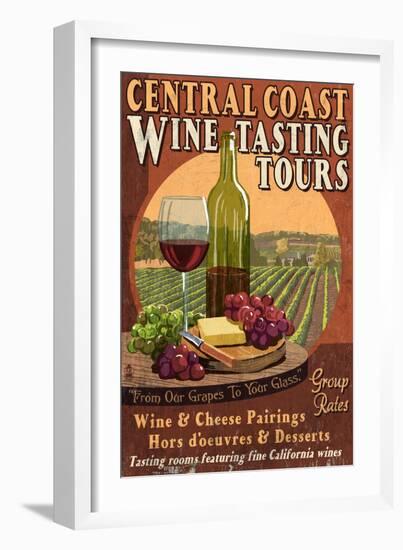 Central Coast, California - Wine Tasting-Lantern Press-Framed Art Print