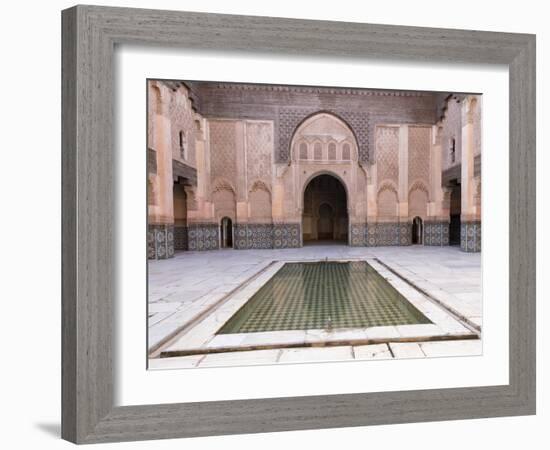Central Courtyard and Pool, Medersa Ali Ben Youssef, Medina, Marrakesh, Morocco-Stephen Studd-Framed Photographic Print