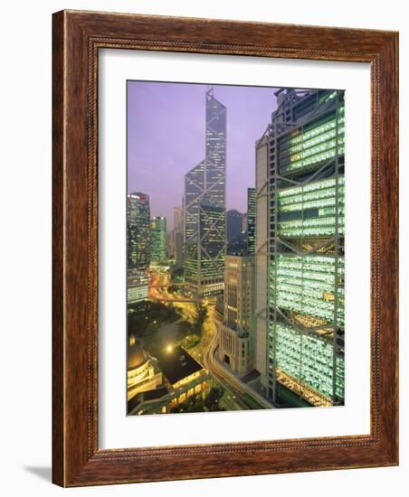 Central from Princes Building, Legco Bank of China, Hk Bank, Hong Kong, China, Asia-Tim Hall-Framed Photographic Print