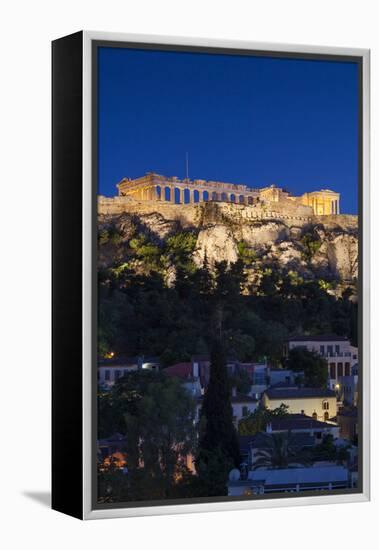 Central Greece, Athens, Acropolis, Elevated View, Dusk-Walter Bibikow-Framed Premier Image Canvas