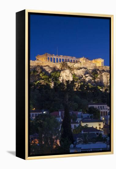 Central Greece, Athens, Acropolis, Elevated View, Dusk-Walter Bibikow-Framed Premier Image Canvas