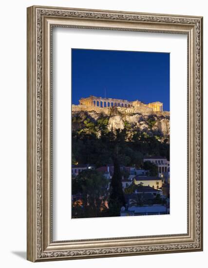 Central Greece, Athens, Acropolis, Elevated View, Dusk-Walter Bibikow-Framed Photographic Print