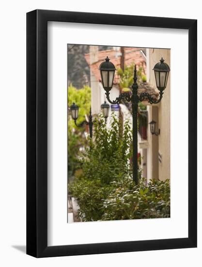 Central Greece, Delphi, Streetlight-Walter Bibikow-Framed Photographic Print