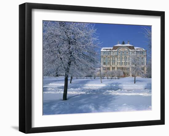 Central Naval Museum in a Snowy Winter Landscape in St. Petersburg, Russia, Europe-Christina Gascoigne-Framed Photographic Print