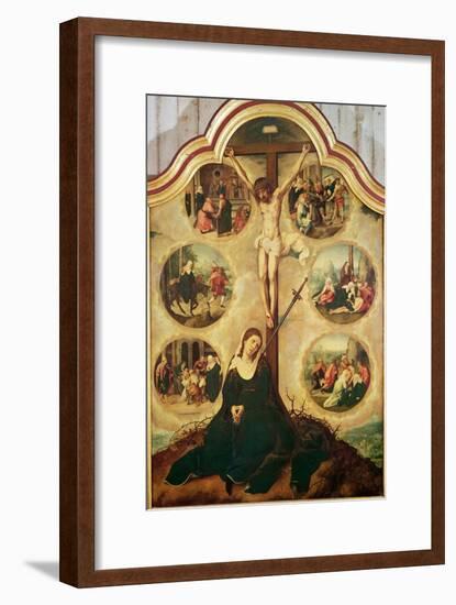 Central Panel of a Triptych Depicting the Seven Sorrows of the Virgin, c.1520-35-Bernard van Orley-Framed Giclee Print