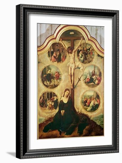 Central Panel of a Triptych Depicting the Seven Sorrows of the Virgin, c.1520-35-Bernard van Orley-Framed Giclee Print