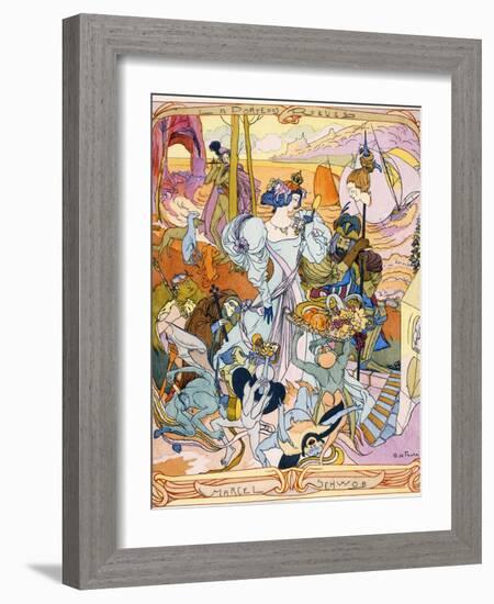 Central Panel of a Triptych Illustration from the Book 'La Porte Des Reves' by Marcel Schwob, 1899-Georges de Feure-Framed Giclee Print