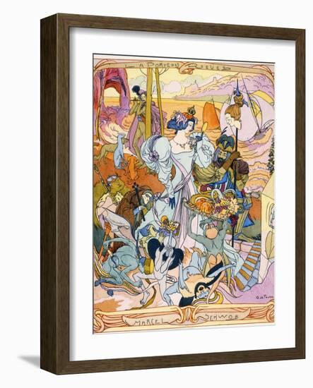 Central Panel of a Triptych Illustration from the Book 'La Porte Des Reves' by Marcel Schwob, 1899-Georges de Feure-Framed Giclee Print