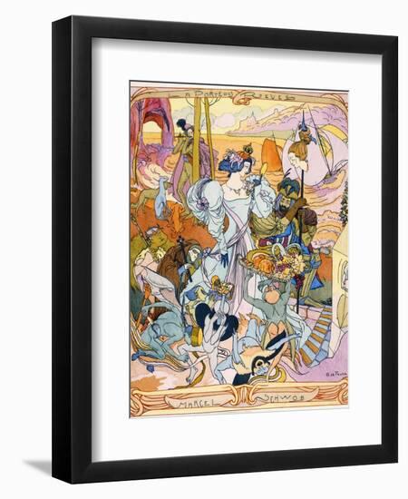 Central Panel of a Triptych Illustration from the Book 'La Porte Des Reves' by Marcel Schwob, 1899-Georges de Feure-Framed Giclee Print