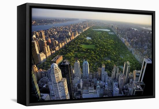 Central Park Aerial View, Manhattan, New York; Park is Surrounded by Skyscraper-T photography-Framed Premier Image Canvas