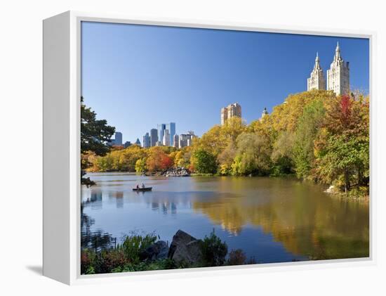 Central Park and Buildings Viewed Across Lake in Autumn, Manhattan, New York City-Gavin Hellier-Framed Premier Image Canvas