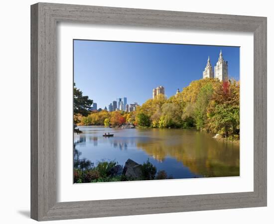 Central Park and Buildings Viewed Across Lake in Autumn, Manhattan, New York City-Gavin Hellier-Framed Photographic Print