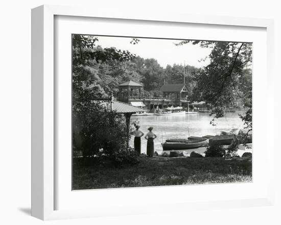 Central Park Boat House, C.1910-21 (B/W Photo)-William Davis Hassler-Framed Giclee Print