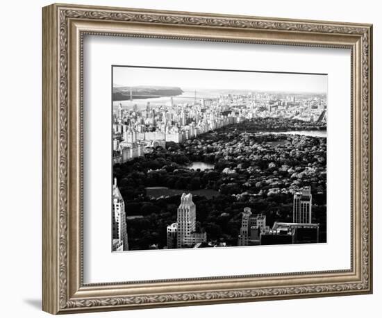 Central Park in the Summer and Sunset, Landscape, Manhattan, New York, Black and White Photography-Philippe Hugonnard-Framed Photographic Print