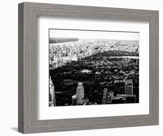 Central Park in the Summer and Sunset, Landscape, Manhattan, New York, Black and White Photography-Philippe Hugonnard-Framed Photographic Print