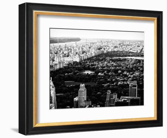 Central Park in the Summer and Sunset, Landscape, Manhattan, New York, Black and White Photography-Philippe Hugonnard-Framed Photographic Print