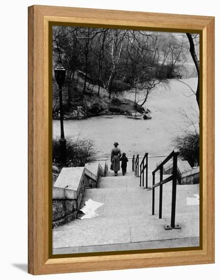 Central Park in Winter, c.1953-64-Nat Herz-Framed Premier Image Canvas