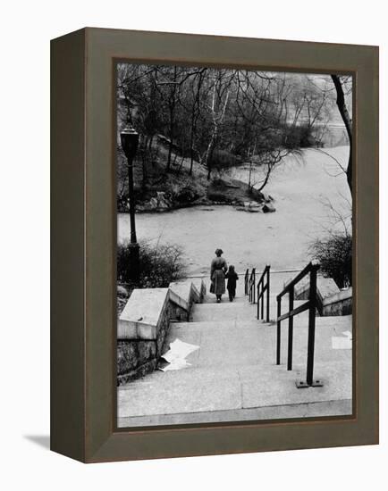 Central Park in Winter, c.1953-64-Nat Herz-Framed Premier Image Canvas