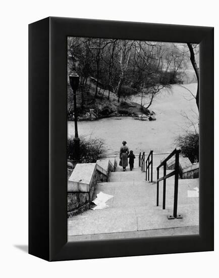 Central Park in Winter, c.1953-64-Nat Herz-Framed Premier Image Canvas