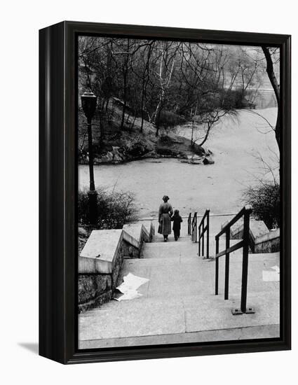 Central Park in Winter, c.1953-64-Nat Herz-Framed Premier Image Canvas