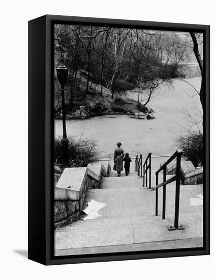 Central Park in Winter, c.1953-64-Nat Herz-Framed Premier Image Canvas