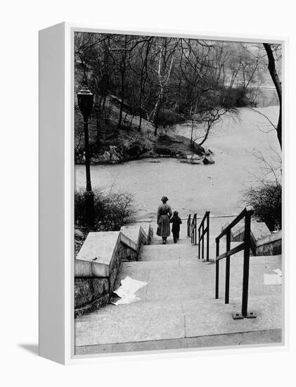 Central Park in Winter, c.1953-64-Nat Herz-Framed Premier Image Canvas