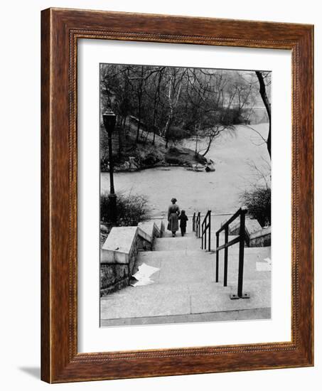 Central Park in Winter, c.1953-64-Nat Herz-Framed Photographic Print