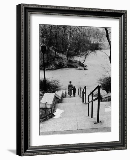 Central Park in Winter, c.1953-64-Nat Herz-Framed Photographic Print