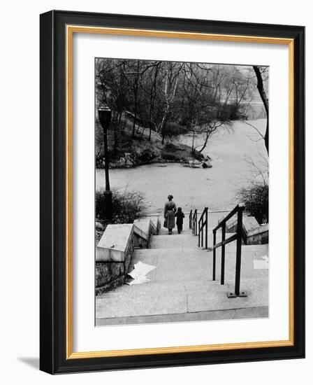 Central Park in Winter, c.1953-64-Nat Herz-Framed Photographic Print