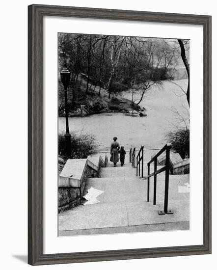 Central Park in Winter, c.1953-64-Nat Herz-Framed Photographic Print