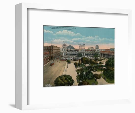 Central Park, Plaza Hotel and Politeama Building, Havana, Cuba, c1920-Unknown-Framed Photographic Print