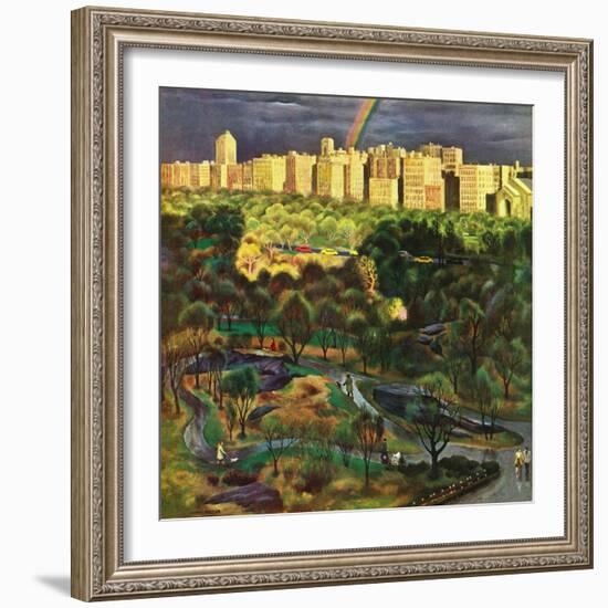 "Central Park Rainbow," April 30, 1949-John Falter-Framed Giclee Print