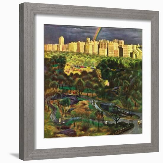 "Central Park Rainbow," April 30, 1949-John Falter-Framed Giclee Print