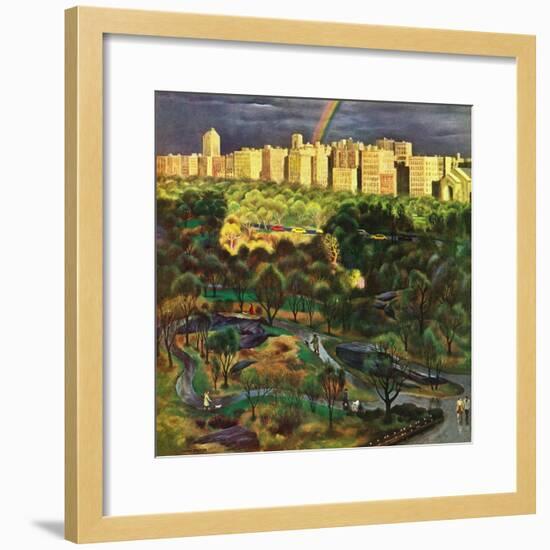 "Central Park Rainbow," April 30, 1949-John Falter-Framed Giclee Print