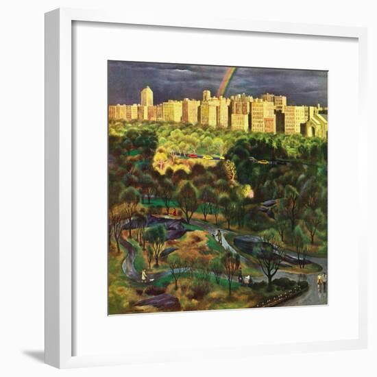 "Central Park Rainbow," April 30, 1949-John Falter-Framed Giclee Print