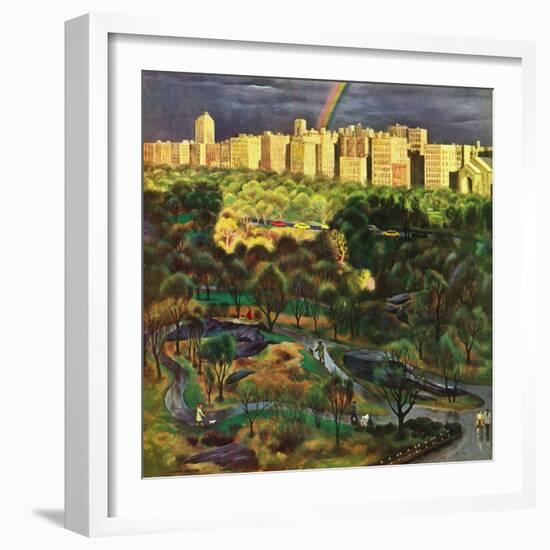 "Central Park Rainbow," April 30, 1949-John Falter-Framed Giclee Print