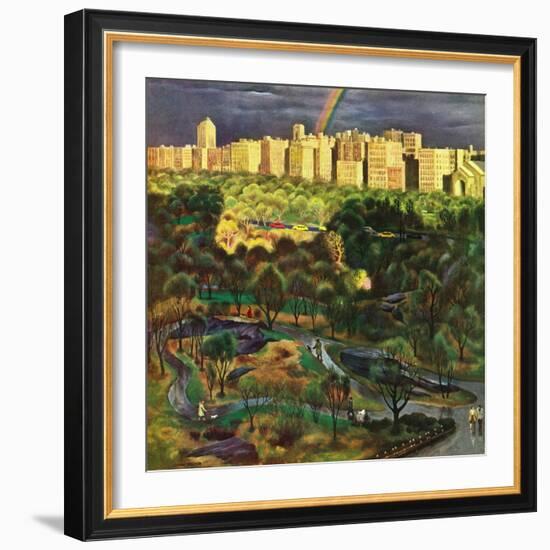 "Central Park Rainbow," April 30, 1949-John Falter-Framed Giclee Print