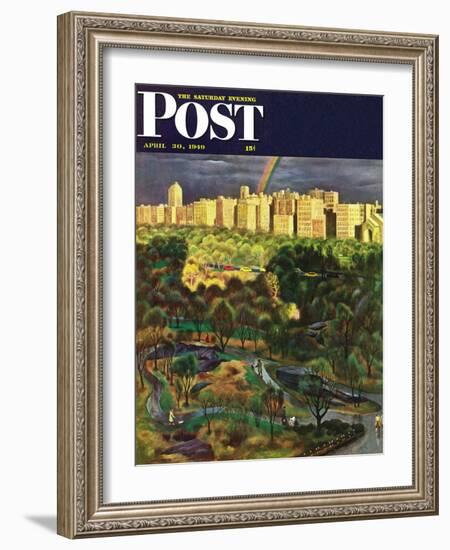 "Central Park Rainbow," Saturday Evening Post Cover, April 30, 1949-John Falter-Framed Giclee Print